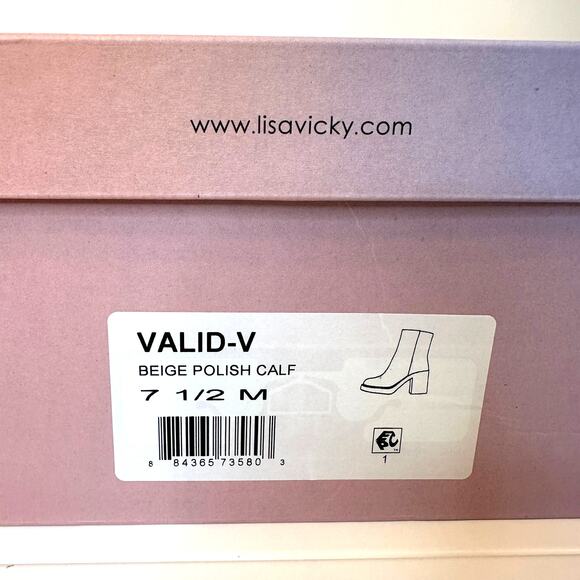 Lisa Vicky VALID-V Ankle Boots Women’s 7.5 Beige Polish Calf with Box NEW - Picture 6 of 6